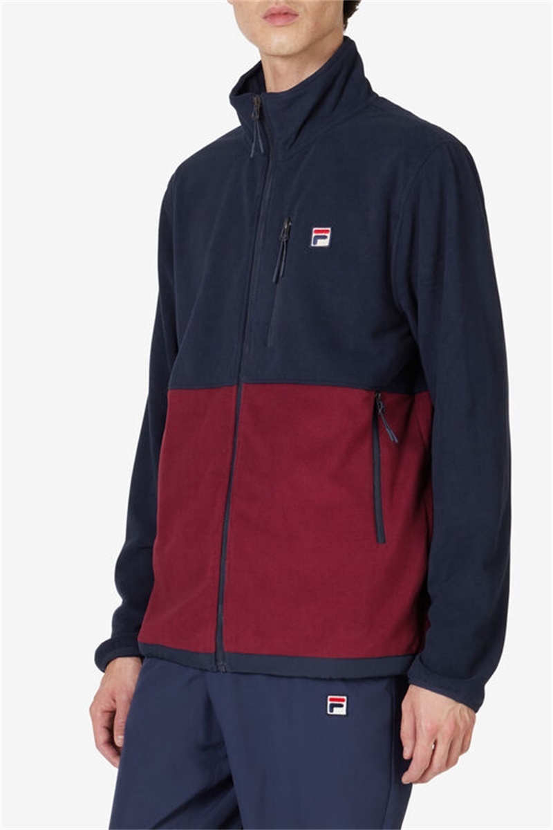 Navy Men's Fila Premium Micro Fleece Jackets | Saudi Arabia-314702