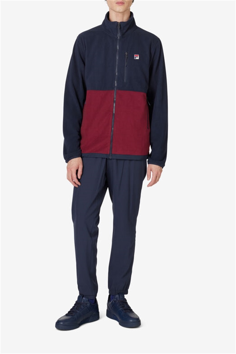 Navy Men's Fila Premium Micro Fleece Jackets | Saudi Arabia-314702