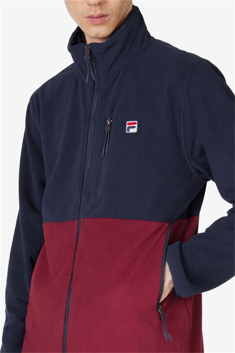 Navy Men's Fila Premium Micro Fleece Jackets | Saudi Arabia-314702
