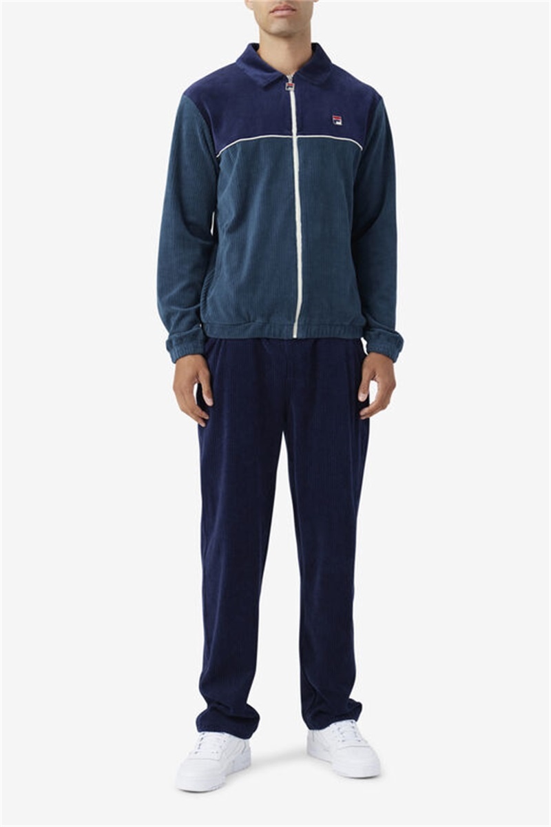 Navy Men's Fila Pryor Velour Pants | Saudi Arabia-328754