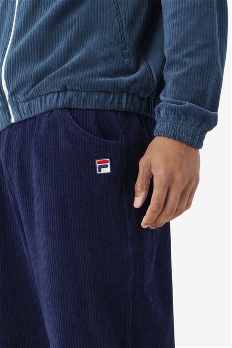 Navy Men's Fila Pryor Velour Pants | Saudi Arabia-328754