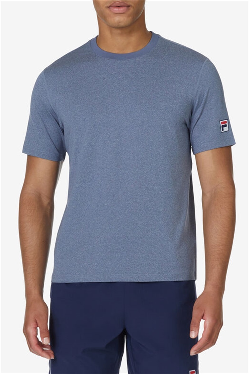 Navy Men's Fila Short Sleeve Crew Shirts | Saudi Arabia-413067