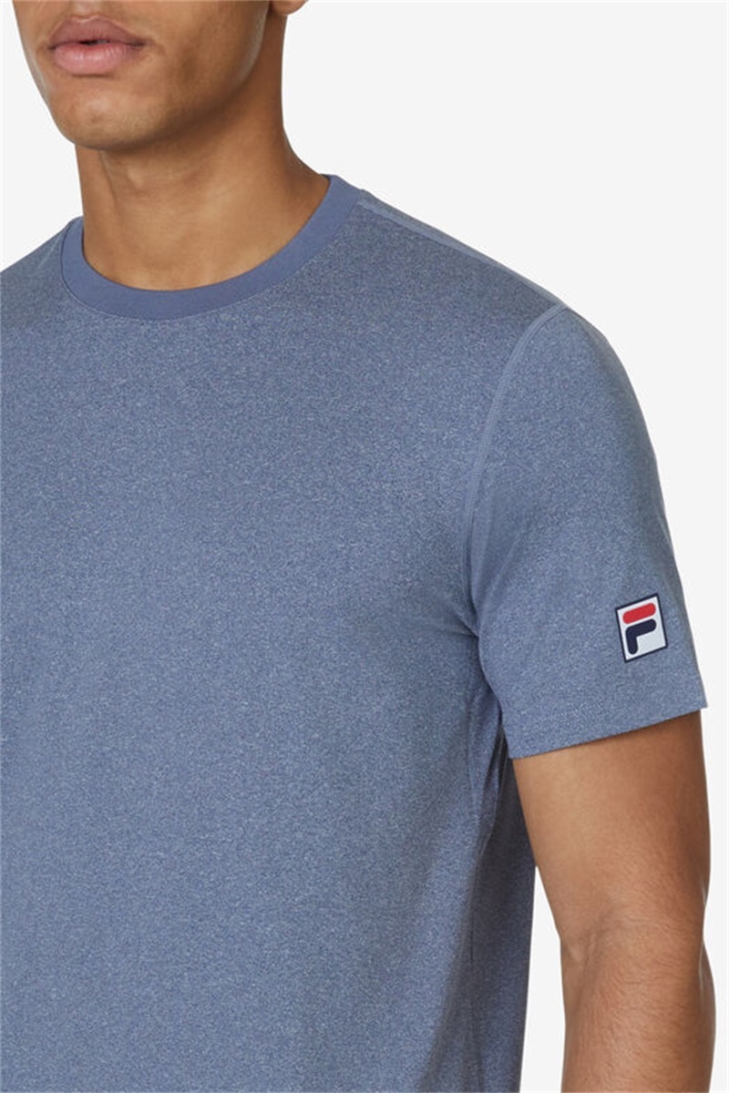 Navy Men's Fila Short Sleeve Crew Shirts | Saudi Arabia-413067