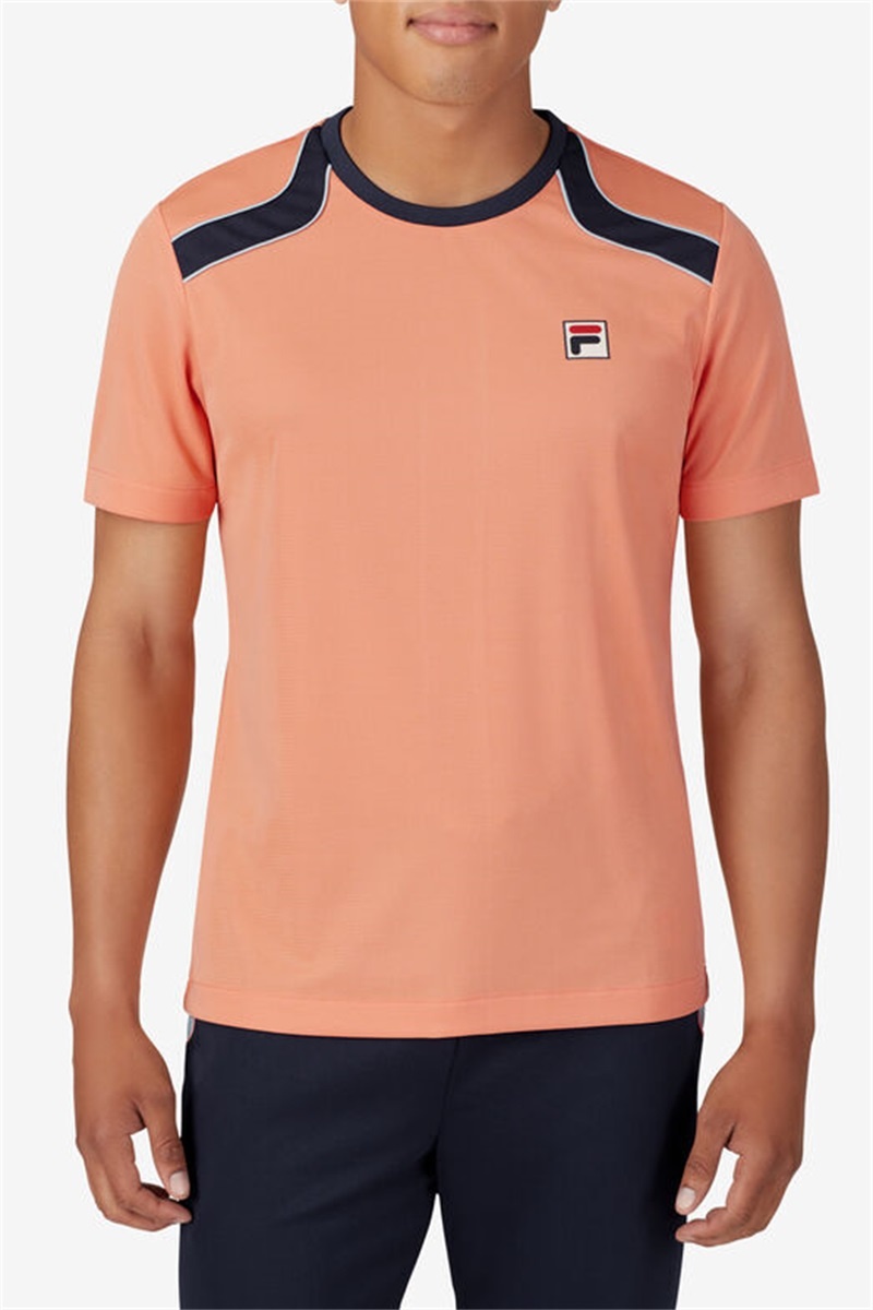 Navy Men's Fila Solar Power Short Sleeve Crew Shirts | Saudi Arabia-684129