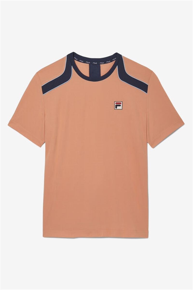 Navy Men\'s Fila Solar Power Short Sleeve Crew Shirts | Saudi Arabia-684129