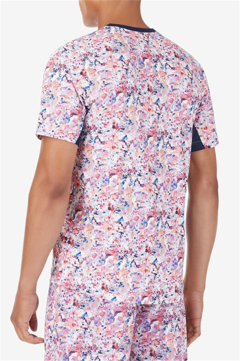 Navy Men's Fila Solar Power Short Sleeve Printed V-Neck Shirts | Saudi Arabia-876513