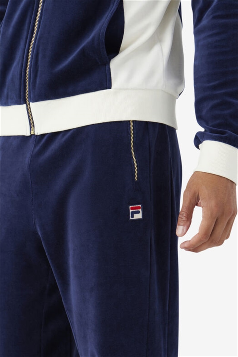 Navy Men's Fila Terence Velour Pants | Saudi Arabia-592314