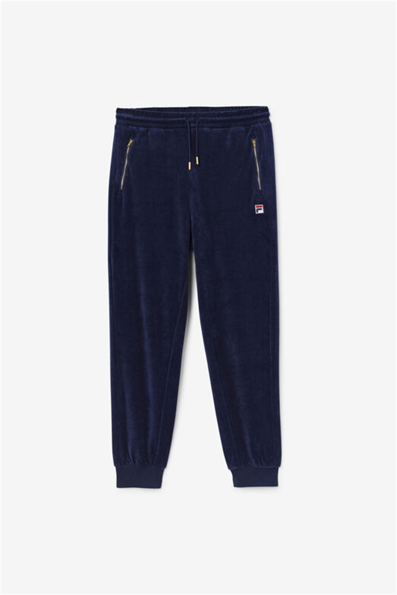 Navy Men\'s Fila Terence Velour Pants | Saudi Arabia-592314