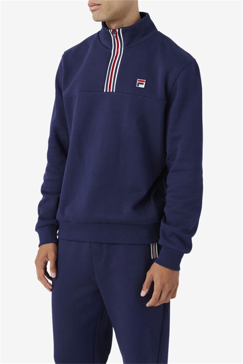 Navy Men's Fila Weston Half Zip Sweatshirts | Saudi Arabia-580629