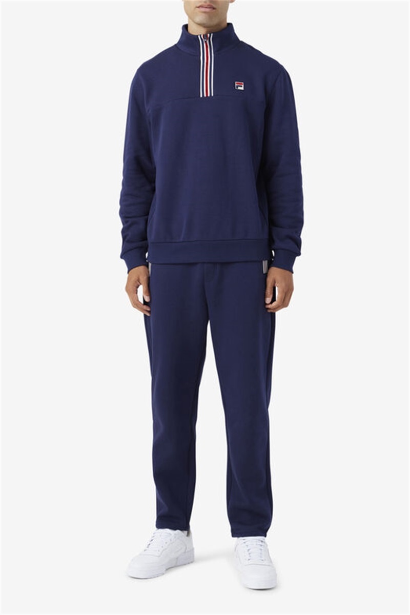 Navy Men's Fila Weston Half Zip Sweatshirts | Saudi Arabia-580629