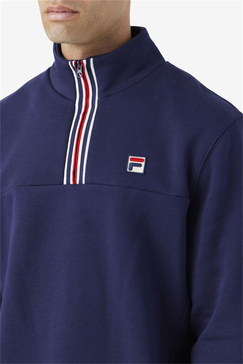 Navy Men's Fila Weston Half Zip Sweatshirts | Saudi Arabia-580629