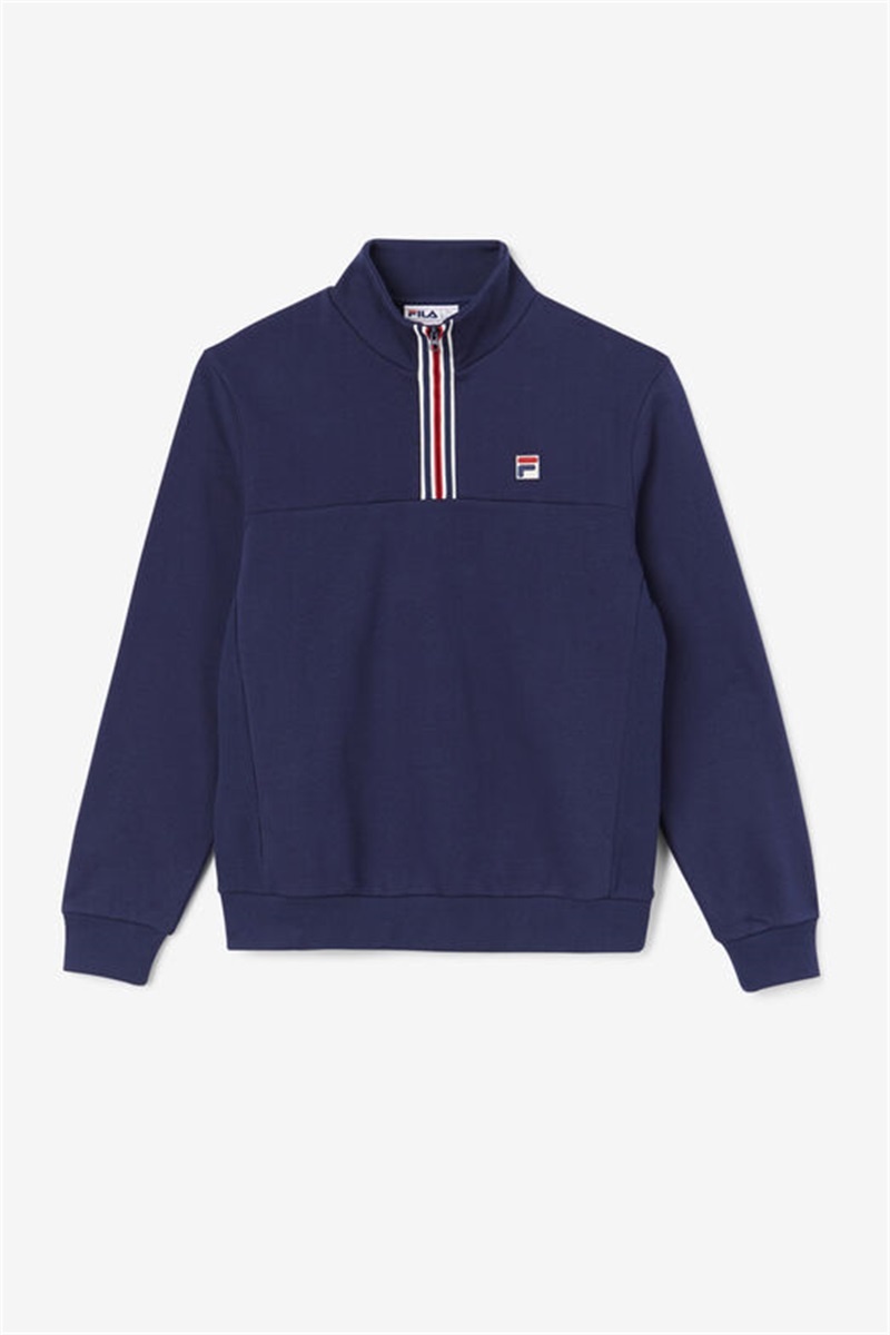 Navy Men\'s Fila Weston Half Zip Sweatshirts | Saudi Arabia-580629