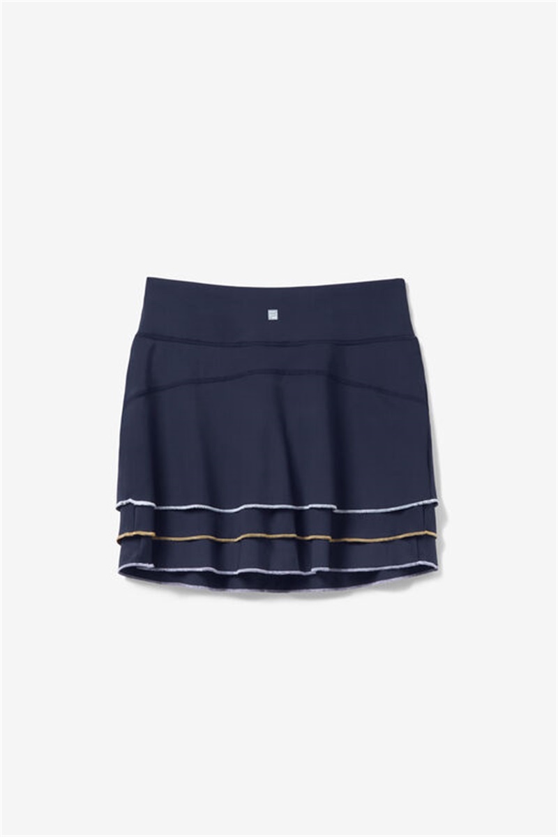 Navy Women's Fila Back Spin Flounce Skirts | Saudi Arabia-586470