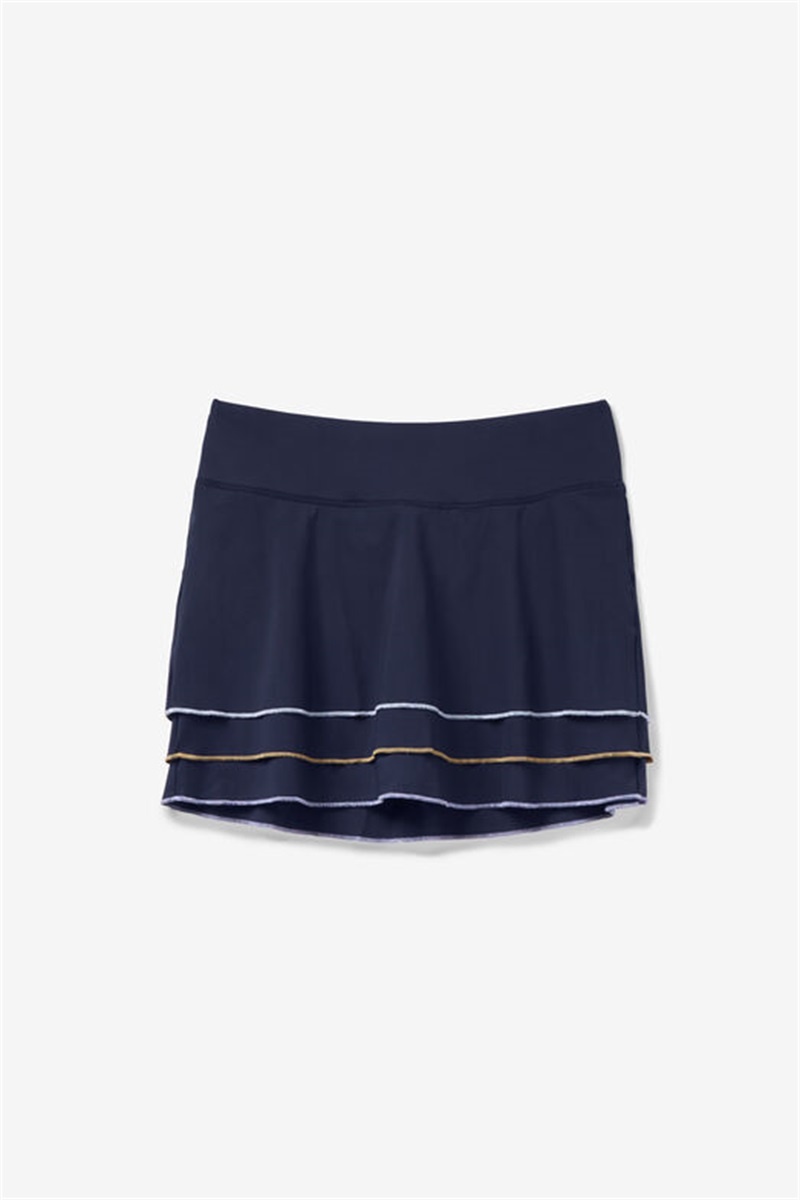 Navy Women\'s Fila Back Spin Flounce Skirts | Saudi Arabia-586470