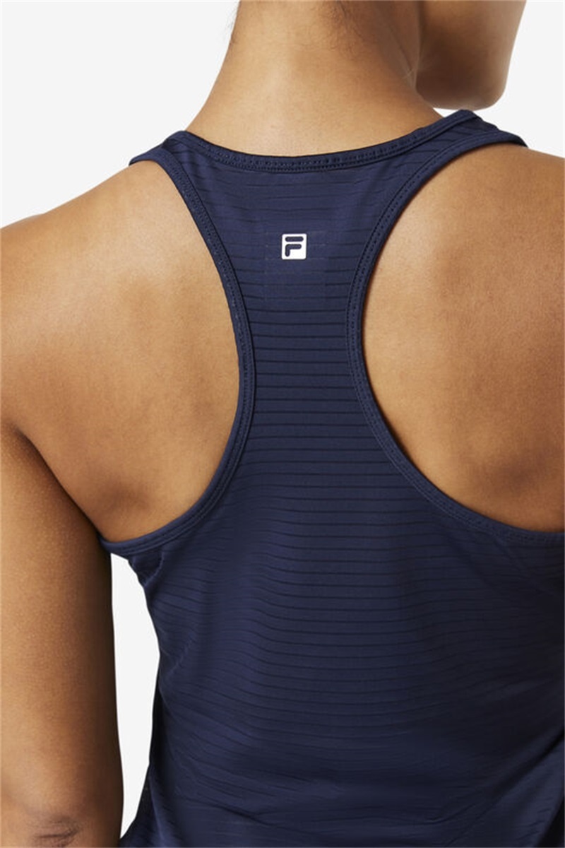 Navy Women's Fila Essentials Racerback Tanks | Saudi Arabia-381679