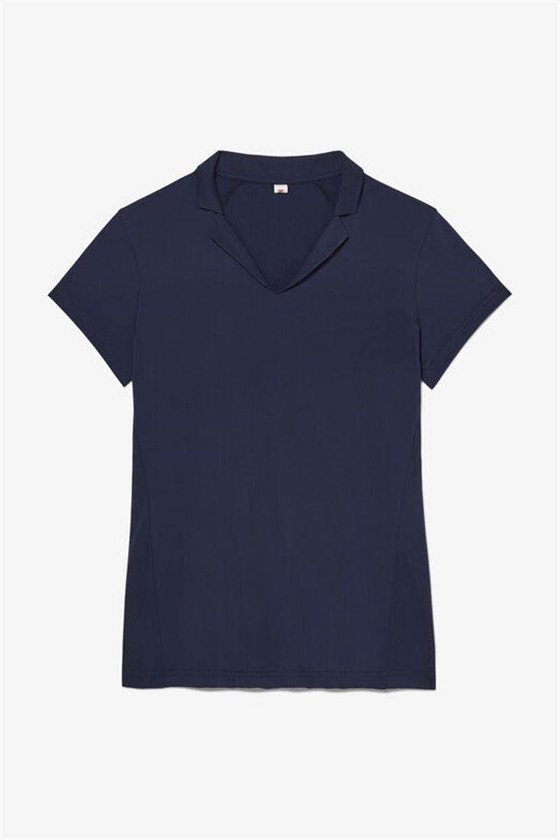 Navy Women\'s Fila Essentials Short Sleeve Polo Shirts | Saudi Arabia-156398