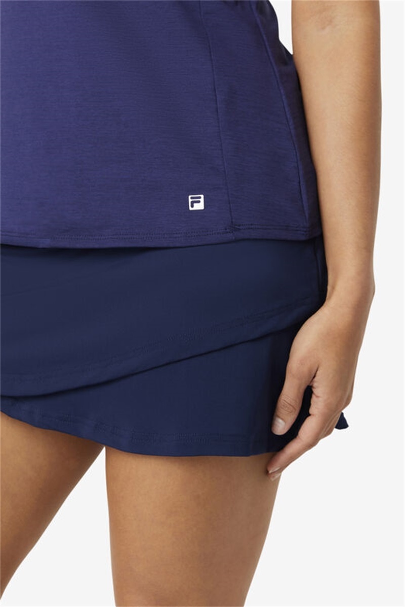 Navy Women's Fila Essentials Tiered Skirts | Saudi Arabia-210783