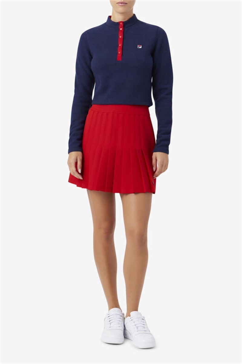 Navy Women's Fila Josie Half Zip Tops | Saudi Arabia-206739