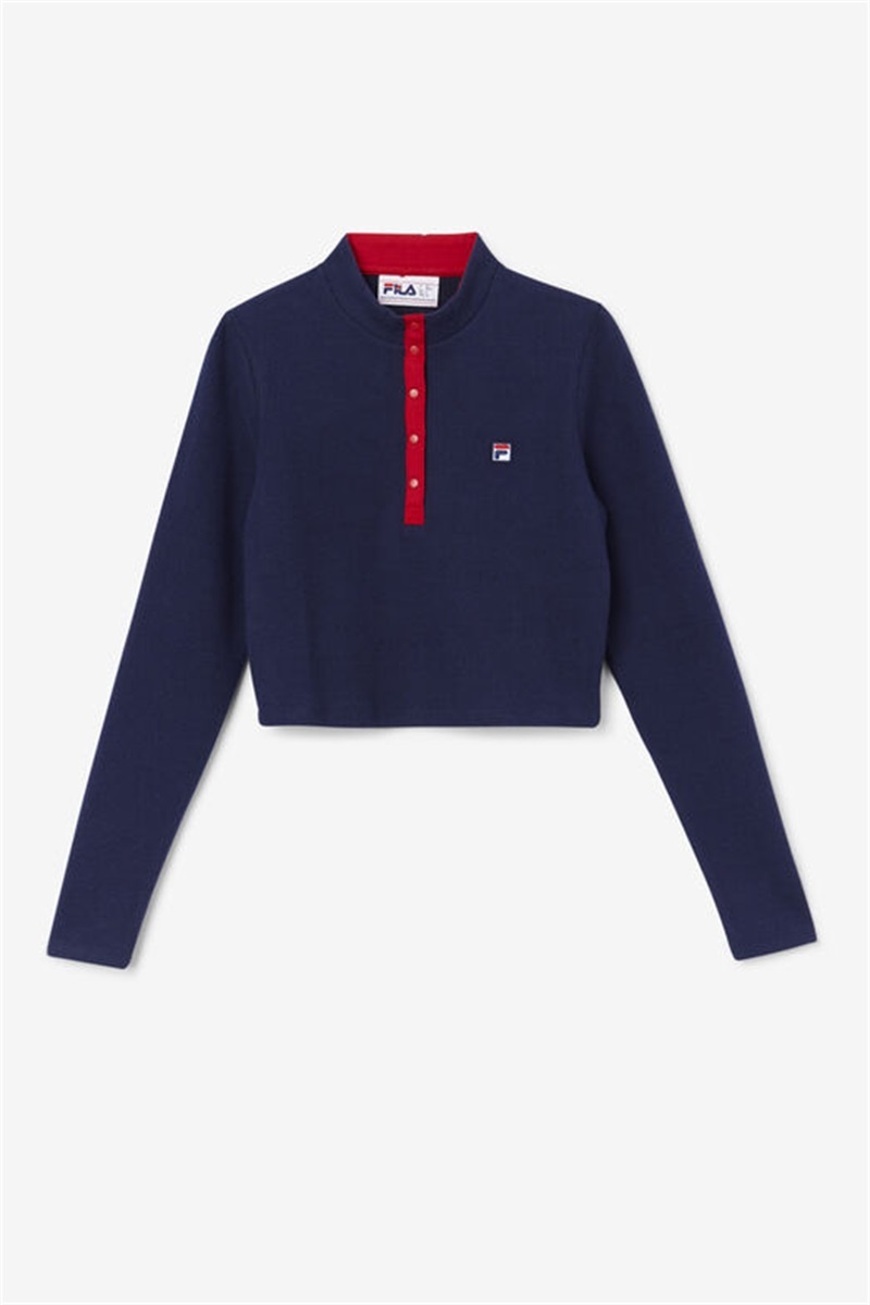 Navy Women\'s Fila Josie Half Zip Tops | Saudi Arabia-206739