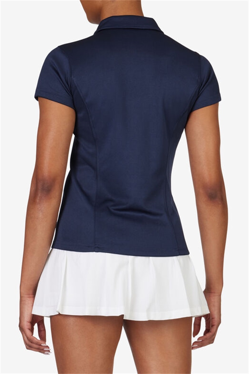 Navy Women's Fila Pique Polo Shirts | Saudi Arabia-892056