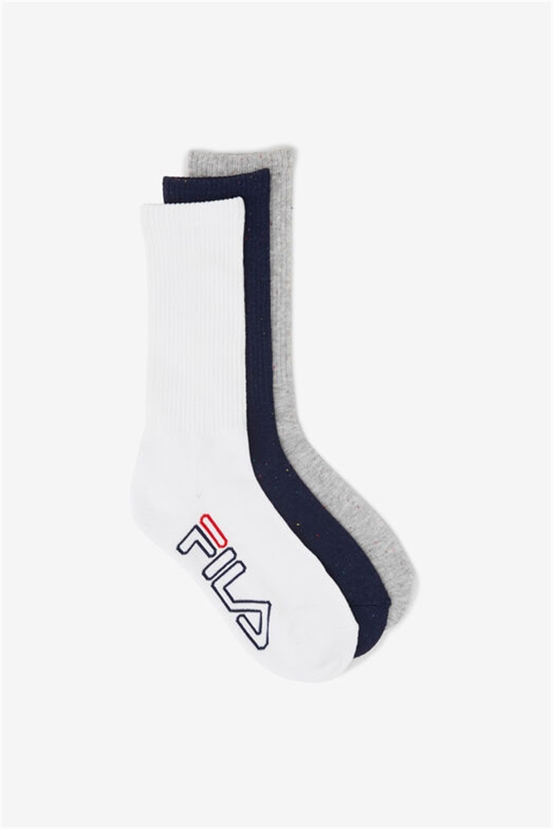 Navy Women\'s Fila Speckle Stripe Crew 3-Pack Socks | Saudi Arabia-732698