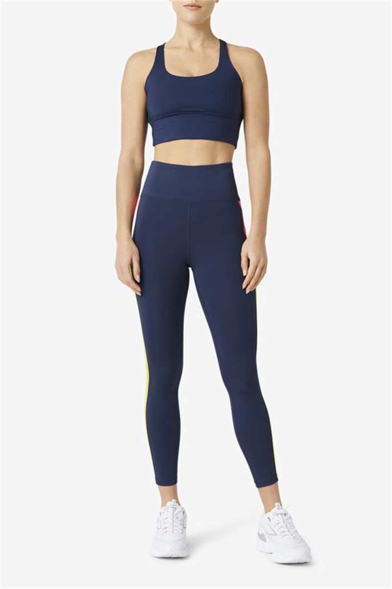 Navy Women's Fila Uplift Cross Back Top Bras | Saudi Arabia-540712