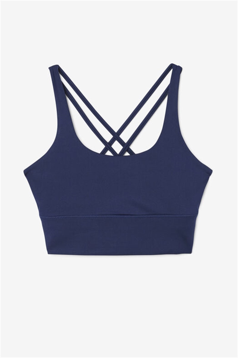 Navy Women\'s Fila Uplift Cross Back Top Bras | Saudi Arabia-540712