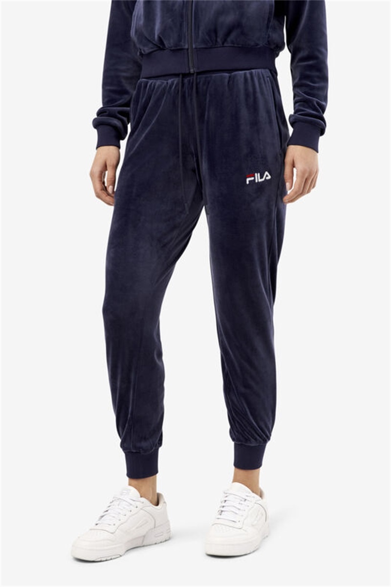 Navy Women's Fila Zura Velour Joggers | Saudi Arabia-785914