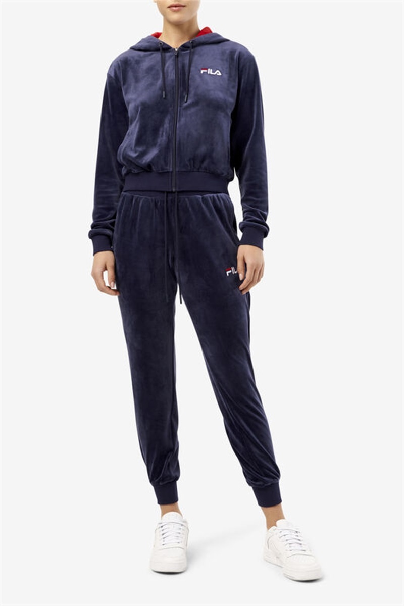 Navy Women's Fila Zura Velour Joggers | Saudi Arabia-785914