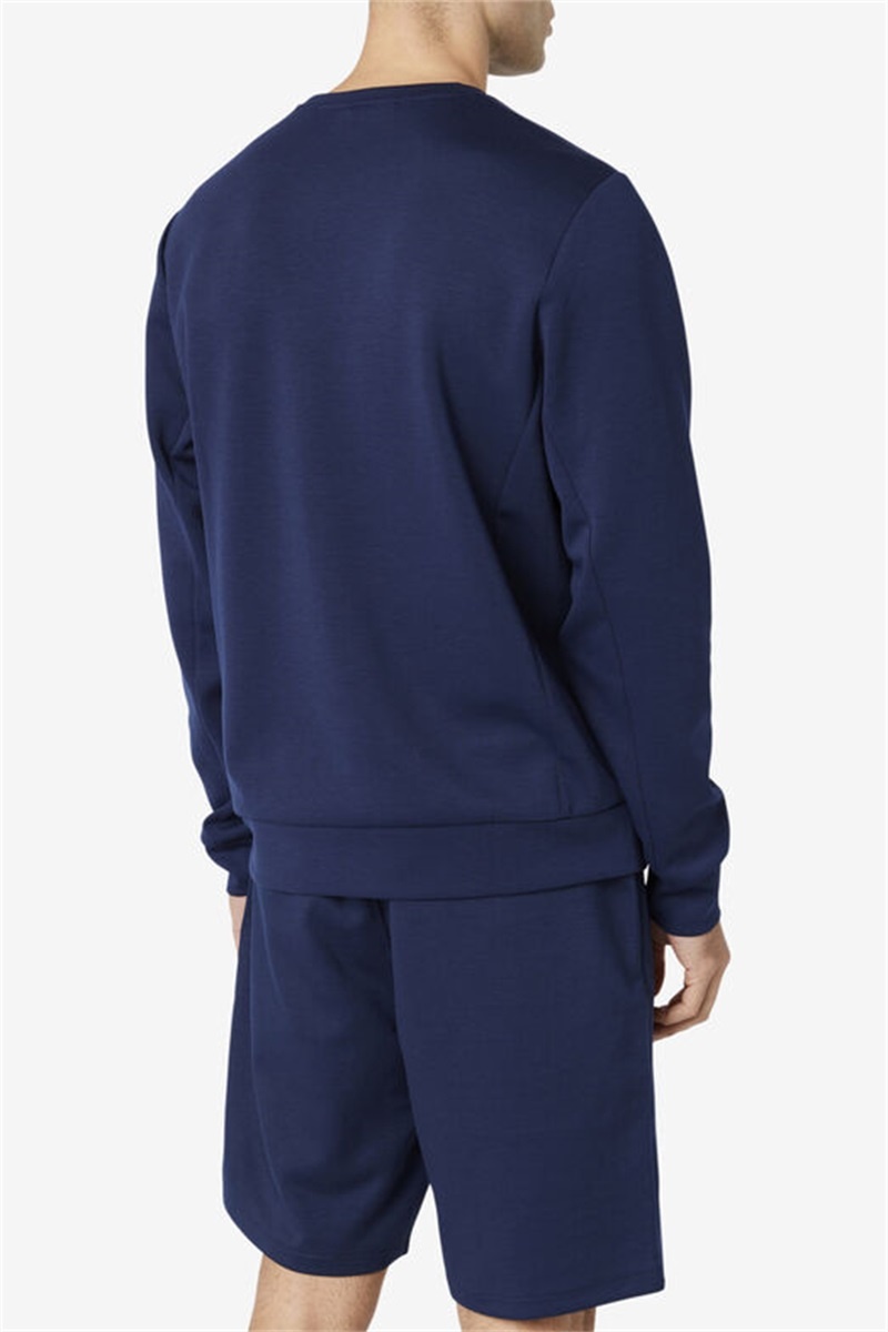 Navy / Black Men's Fila Emry Crew Sweatshirts | Saudi Arabia-056374