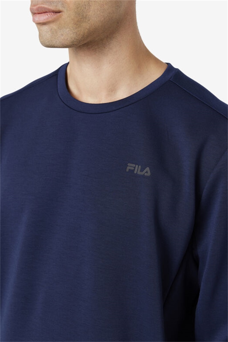 Navy / Black Men's Fila Emry Crew Sweatshirts | Saudi Arabia-056374