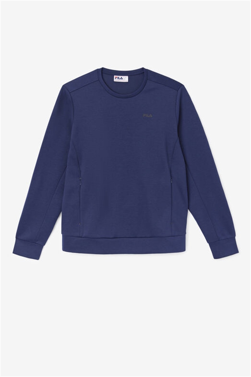 Navy / Black Men\'s Fila Emry Crew Sweatshirts | Saudi Arabia-056374