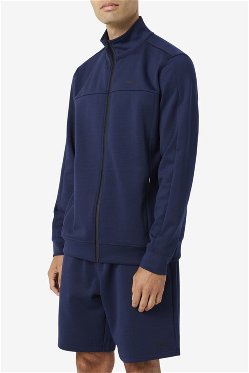 Navy / Black Men's Fila Gonal Zip Jackets | Saudi Arabia-130865