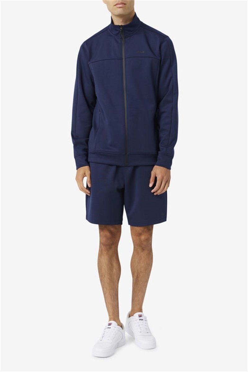 Navy / Black Men's Fila Gonal Zip Jackets | Saudi Arabia-130865