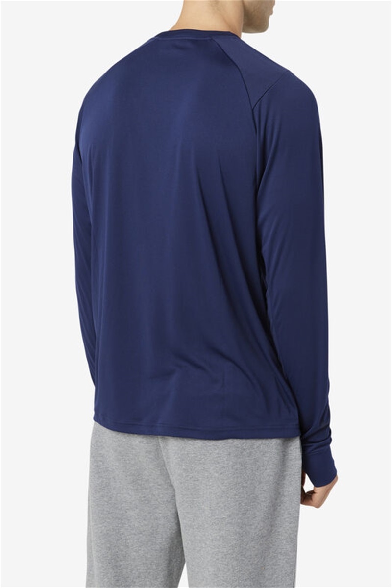 Navy / Black Men's Fila Jazam Long Sleeve Crew Tops | Saudi Arabia-351928