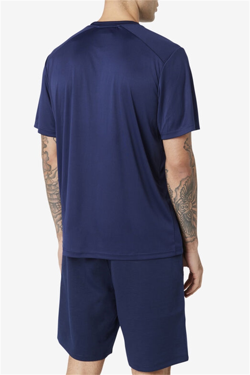 Navy / Black Men's Fila Kaab Crew Tops | Saudi Arabia-451326