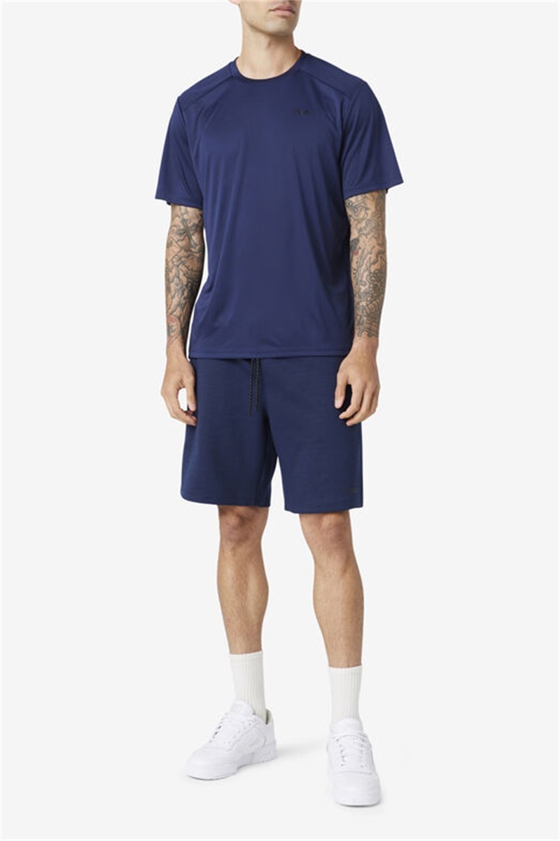 Navy / Black Men's Fila Kaab Crew Tops | Saudi Arabia-451326