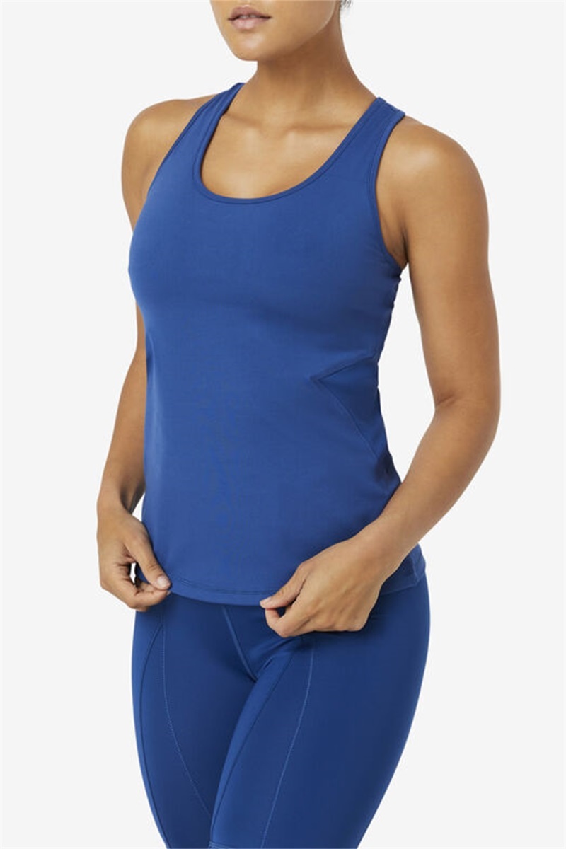 Navy / Black Women's Fila Uplift Open Racerback Tank Top | Saudi Arabia-705148