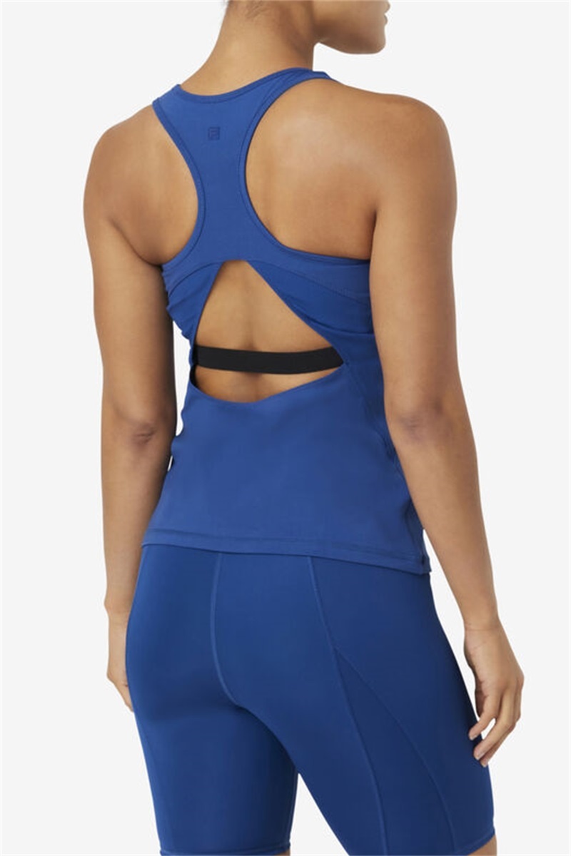 Navy / Black Women's Fila Uplift Open Racerback Tank Top | Saudi Arabia-705148