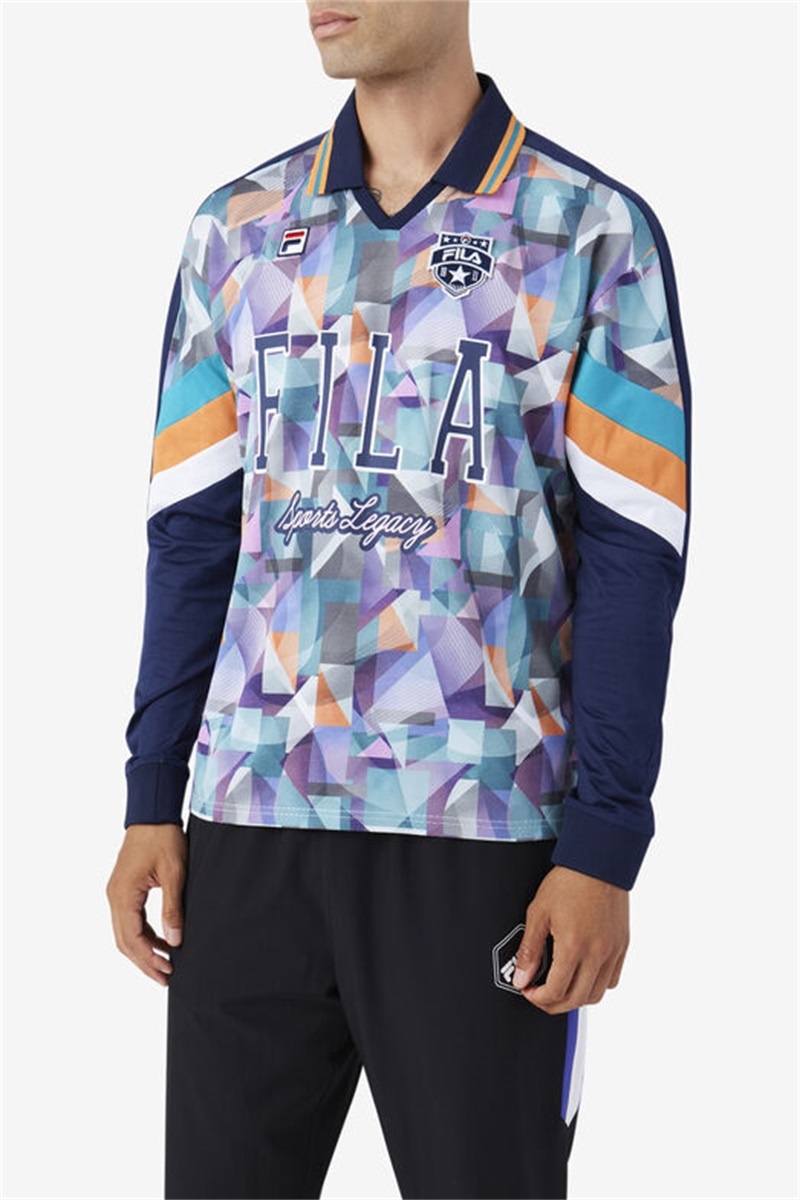 Navy / Blue Men's Fila Kay Goalie Jersey | Saudi Arabia-037486
