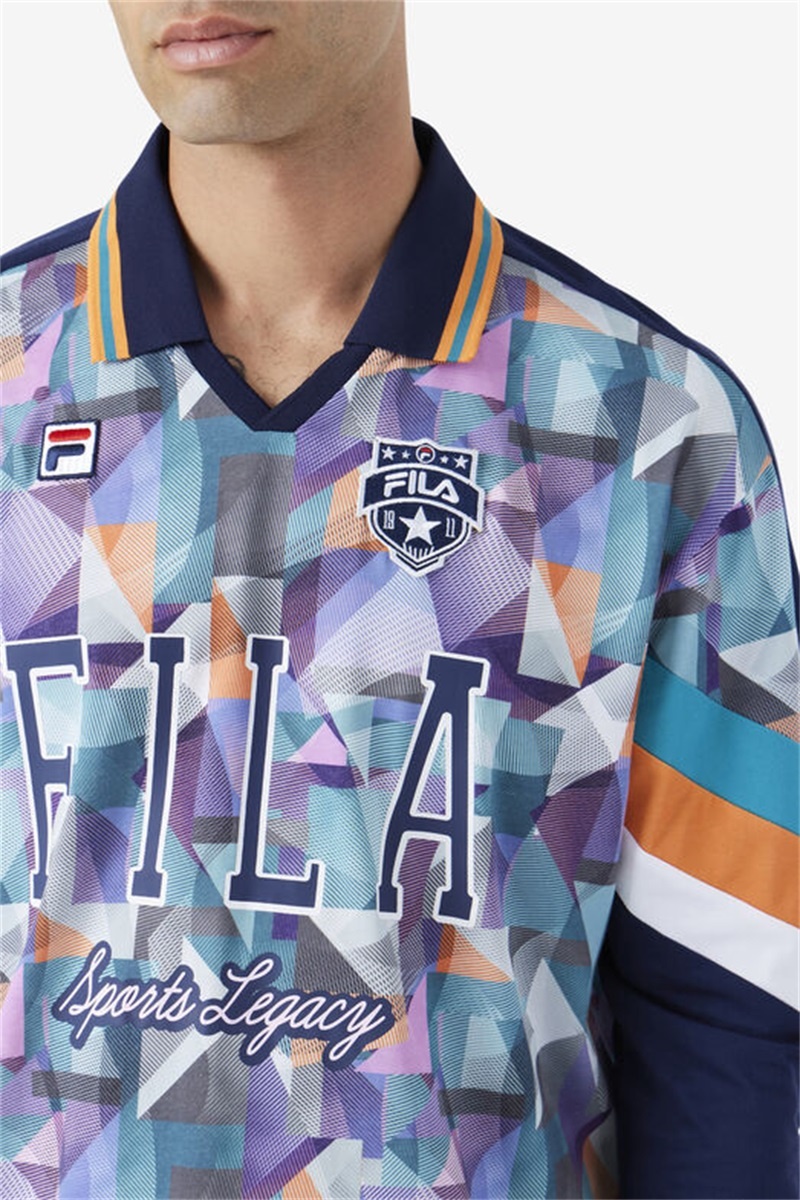 Navy / Blue Men's Fila Kay Goalie Jersey | Saudi Arabia-037486
