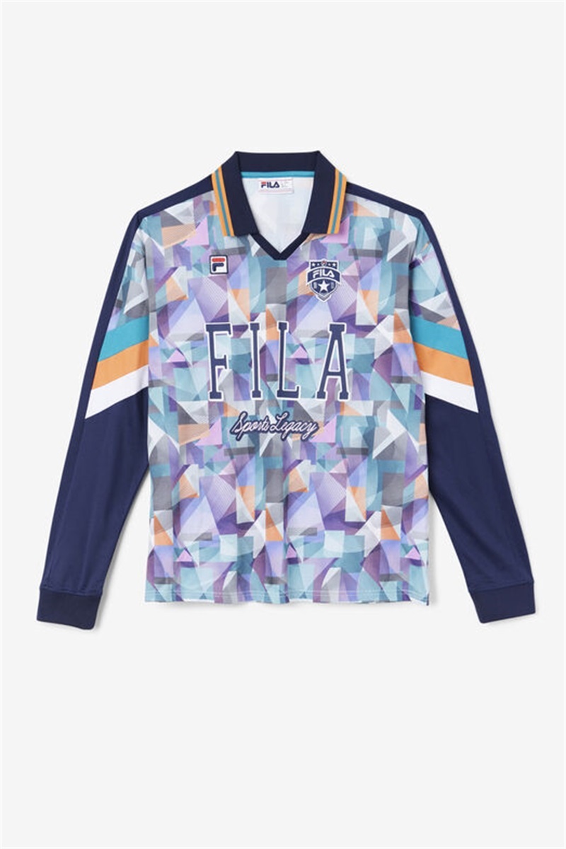 Navy / Blue Men\'s Fila Kay Goalie Jersey | Saudi Arabia-037486