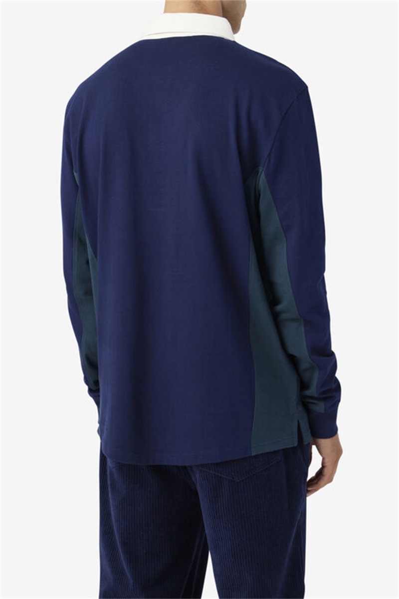 Navy / Dark Turquoise Men's Fila Filmore Rugby Polo Shirts | Saudi Arabia-586327