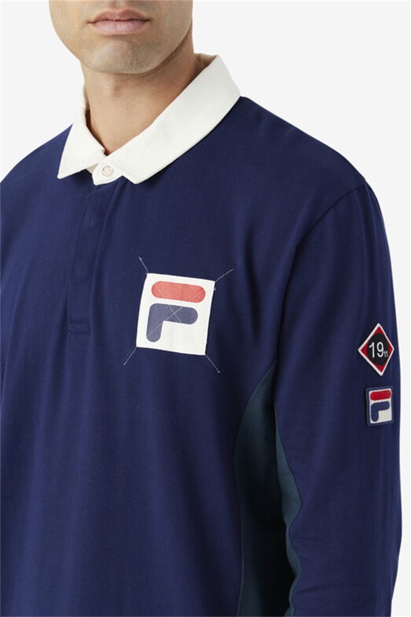Navy / Dark Turquoise Men's Fila Filmore Rugby Polo Shirts | Saudi Arabia-586327