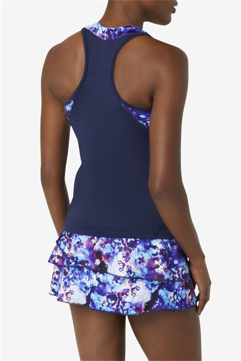 Navy / Navy Women's Fila Pickleball Halter Tanks | Saudi Arabia-598471