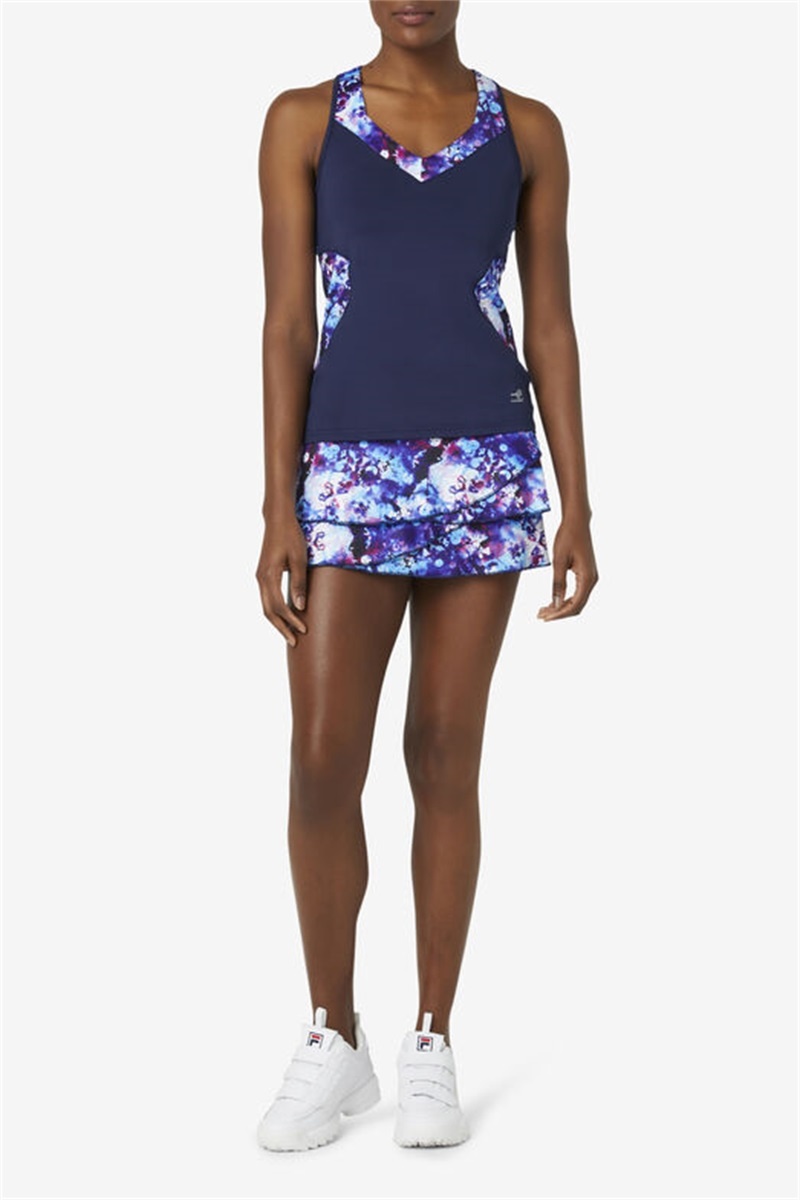 Navy / Navy Women's Fila Pickleball Halter Tanks | Saudi Arabia-598471