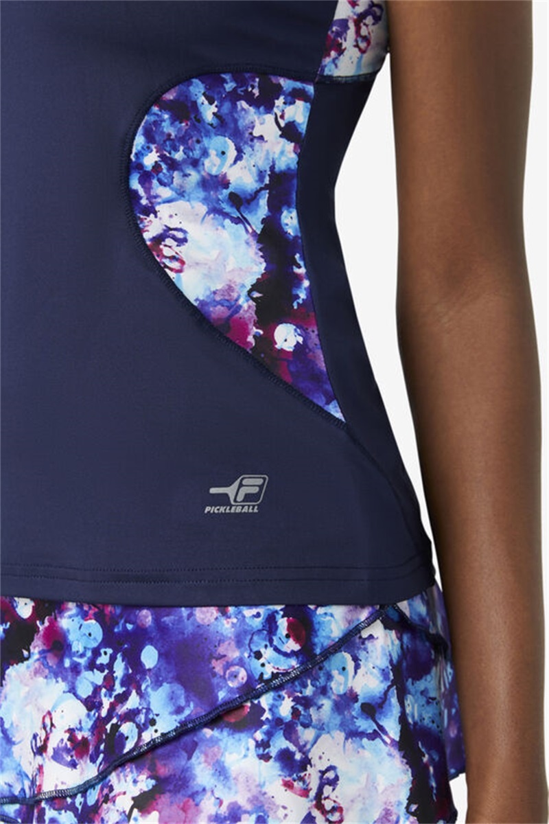 Navy / Navy Women's Fila Pickleball Halter Tanks | Saudi Arabia-598471