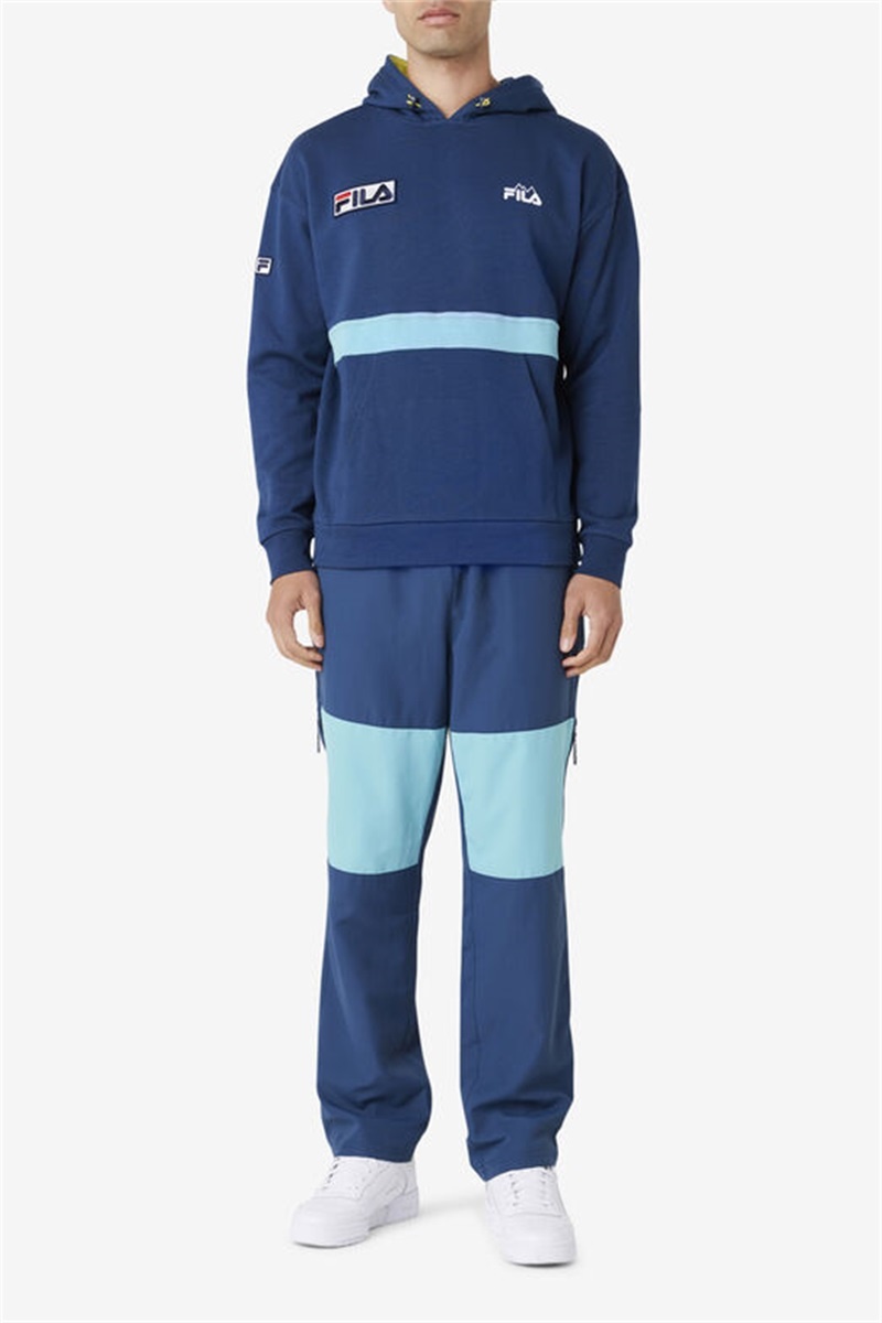 Navy / Pink Men's Fila Vinodi Wind Pants | Saudi Arabia-286309