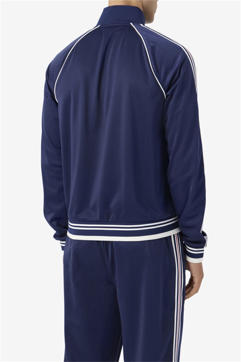 Navy / Red Men's Fila Lavin Track Jackets | Saudi Arabia-431729