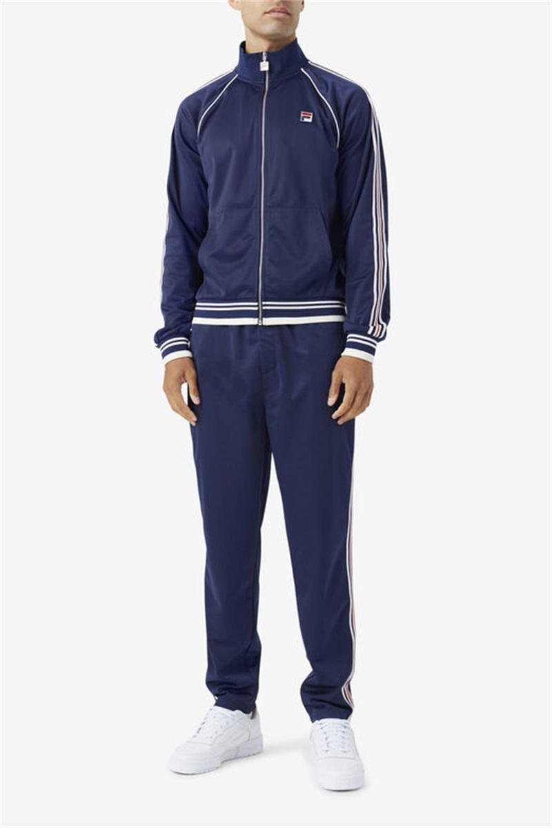 Navy / Red Men's Fila Lavin Track Jackets | Saudi Arabia-431729